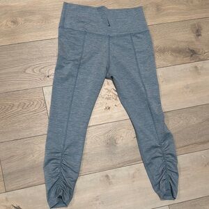 Nike Yoga Ruched High Waisted Ankle Blue Leggings